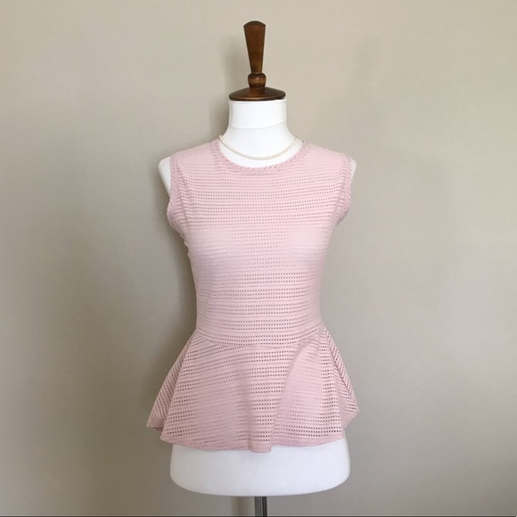 BCBG BCBGMAXAZRIA ‘Evia’ Perforated Peplum Top - Picture 2 of 4